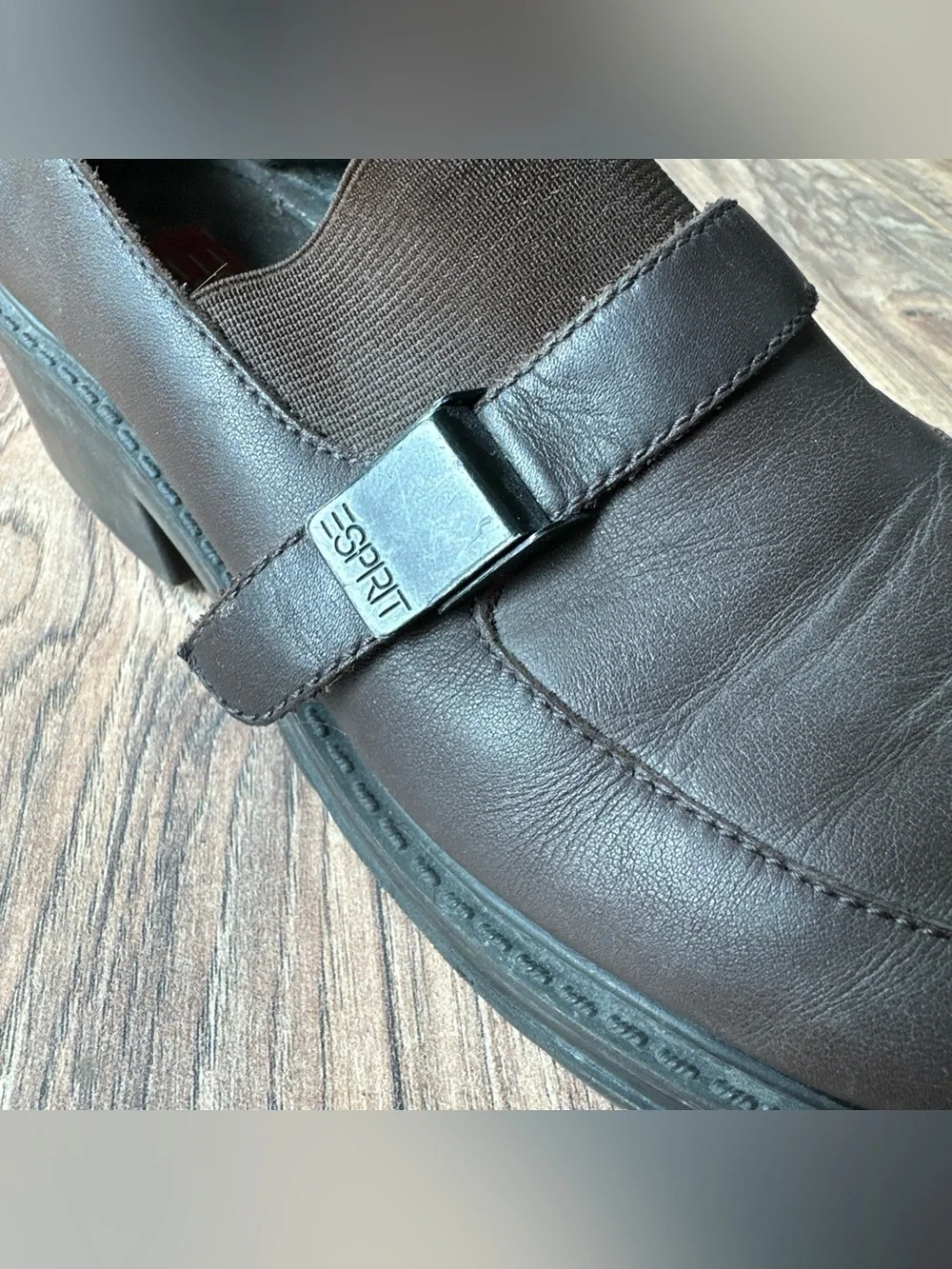 Vintage Esprit Brown Leather Platform Chunky Leather Loafers Shoes 90s Y2k Sz 9